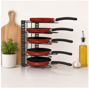 Factory Price 5 Tier <b>Pots</b> and Pans Organizer Rack for Kitchen Cabinet Metal Cookware Storage Stand & Frying Pan <b>Holder</b> - Product Image 5