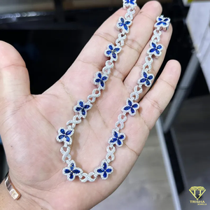 Women 12mm Moissanite Diamond Tennis Jewelry Butterfly <b>Infinity</b> Chain with Iced Prong Handset Hip Hop Style for All Occasions - Product Image 5
