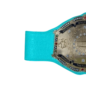 Cinturón de Campeonato de Lucha Libre Femenina de la National Wrestling Alliance, Chapado en Oro con Gemas, Correa Turquesa, Cinturones de Título Coleccionables - Product Image 3