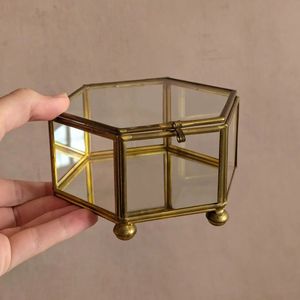 Boîte à bijoux en verre en forme de cube avec couvercle, design classique, personnalisable, légère, boîte cadeau de luxe pour mariage, conteneur de rangement en métal - Product Image 2