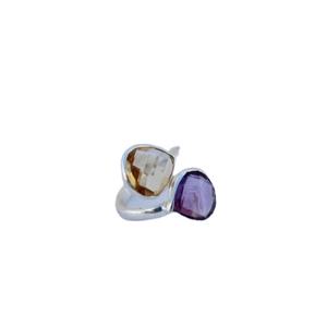 Bague Éternité Fantaisie en Argent 925 Plaqué Or Rose avec Améthyste et Citrine, Sertie en Sceau, pour Femme – Cadeau de Fiançailles Tendance - Product Image 1