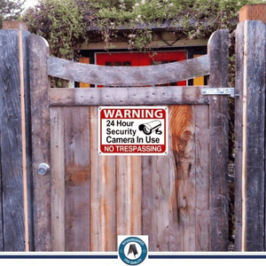 CIFbuy Panneau de signalisation de sécurité extérieur durable avec surveillance vidéo 24h/24, panneau d'avertissement 'Interdiction d'entrée' pour jardin et pelouse, TikTok - Product Image 1