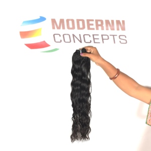 Extensiones de Cabello Remy Indio de Alta Calidad con Cutícula Natural Alineada, Fusión a Máquina, Doble Trama, Corte Recto, Ondulado, en Paquete - Product Image 1