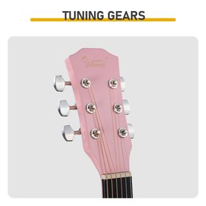 Chitarra Acustica Dreadnought Rosa da 41 Pollici con Cutaway a Forma di Barile, Corde, Capotasto, Borsa per il Trasporto, Accordatore, Chiave per Accordare - per Ragazzi Principianti - Product Image 2