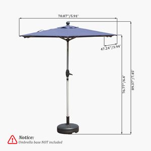 Parasol de patio rectangulaire bleu marine avec manivelle de levage et fonction d'inclinaison - Base non incluse - Product Image 2