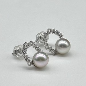 Pendientes Largos Estilo Qiao Mei con Muchas Perlas de Cáñamo, Agua de Mar Natural, 5.5-6mm, Redondos, Extremadamente Brillantes, Color Gris Plateado, Estilo Fresco - Product Image 1