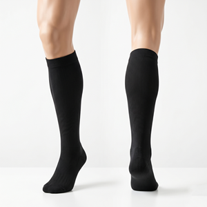 Calcetines de Compresión de Nailon y Spandex de Primera Calidad, 220 GSM, Azul Marino, con Talón y Punta Reforzados, Logotipo Bordado Personalizado, Uniformes - Product Image 3
