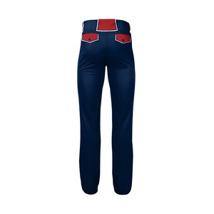Pantalon de baseball pour homme, bleu marine et rayures rouges, coupe ajustée, en polyester, anti-humidité, avec braguette boutonnée, vêtement de sport - Product Image 4
