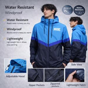 Veste coupe-vent pour homme en polyester chaud, personnalisable, très vendue, de haute qualité, avec capuche. - Product Image 1