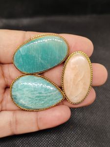 Nueva Llegada: Cabujón de Amazonita con Ranuras de Cobre, Piedra Preciosa Suelta con Propiedades Curativas, para Joyería de Boda, Chapado en Cobre Antiguo - Product Image 4