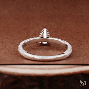 0.5CT Pear Cut Lab Grown <b>Diamond</b> <b>Ring</b> Three Row Pave Band Delicate Teardrop Solitaire 10K White Gold Engagement <b>Ring</b> - Product Image 3