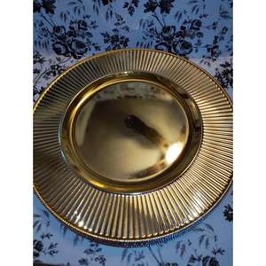 Assiette de présentation en laiton pour mariage, décoration, service alimentaire, ronde 25 cm, taille personnalisée, assiettes de présentation dorées, logo personnalisé - Product Image 1