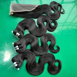 ขายส่งคลื่นร่างกายกลุ่มผมมนุษย์, หนังกําพร้าชิดผ้า 100% ผมบริสุทธิ์คลื่นร่างกายผมมนุษย์ - Product Image 3