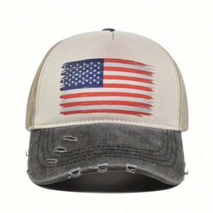 Gorras de Béisbol Estilo Dad Hat con Logotipo Estampado de la Bandera Americana, de Algodón Lavado y Desgastado, Tela Común, Unisex, para las Cuatro Estaciones, Disponibles en Stock - Product Image 6