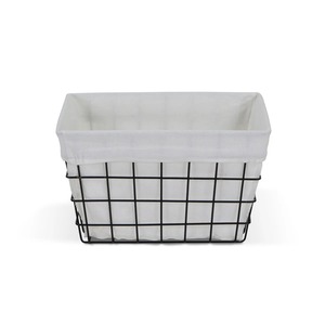 Modern Rectangle Metal Wire Storage <b>Basket</b> with White Liner for Multi-Purpose Neatening and Organization - Product Image 2