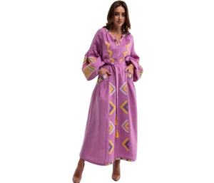 Vente en gros bon marché robes longues maxi personnalisées broderie florale de créateur ukrainien longueur au sol modèle de vêtements à la mode plissés - Product Image 1