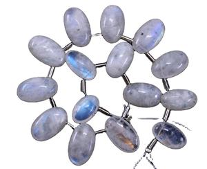 ลูกปัด Briolette อัญมณีสีฟ้ารูปวงรีเรียบลายรุ้งธรรมชาติ1เส้น - Product Image 1