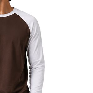 Chocolate Brown And <b>White</b> Raglan Long Sleeve T Shirt Men Premium Cotton Crew Neck Casual Baseball Tee Custom Streetwear Apparel - Product Image 4