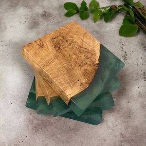 GARDEN-THEMED WOOD RESIN COASTERS <b>Set</b> Customizable Color/Logo Modern Design for Home Office <b>Coffee</b> Use - Product Image 6
