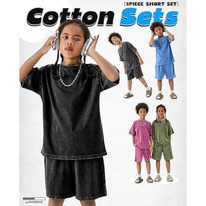 Men Loose Fit T Shirt Shorts <b>Set</b> Acid Wash Summer Cotton Casual Streetwear Matching Outfit - Product Image 6