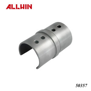 Modern Inline Slot Tube Cap <b>Rails</b> Glass Railing Handrail Stair Railing Stainless Steel 2 Way Tube Connector Deck <b>Wall</b> 12mm - Product Image 2