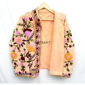 Veste d'hiver brodée à la main en fleurs, style TNT Suzani, col mandarin, pour femme, doublure en coton respirant, vente en gros - Product Image 5