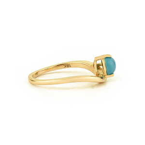 <b>Fine</b> New Collection of Handmade Pear Cut Turquoise Gemstone Wavy Curve <b>Ring</b> 18K Solid Yellow Gold Stackable Jewelry Manufacturer - Product Image 5