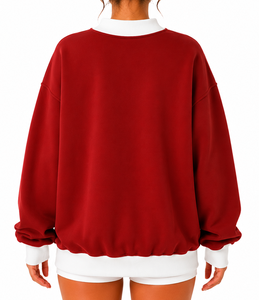 Sweat-shirt léger à col montant pour femme, 100 % coton premium, coupe oversize, épaules tombantes, logo personnalisé, fabricant - Product Image 3