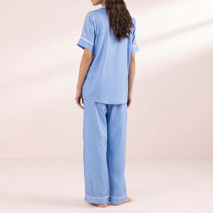 Conjunto de Pijama de Invierno para Mujer, Pantalones con Cintura Elástica, Top de Manga Corta, Tejido Transpirable de Secado Rápido para Dormir - Product Image 4