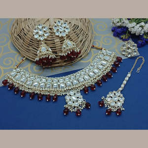Gold Plated <b>Kundan</b> Stone Choker Necklace Set 10581251MR Exquisite Fine <b>Jewelry</b> Set - Product Image 1