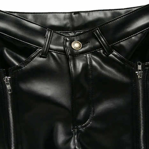 Black <b>Leather</b> <b>Pants</b> for Men New Adult Real Napa Cowhide Soft Lightweight Breathable <b>Plus</b> <b>Size</b> Mid Waist Casual Zipper - Product Image 3