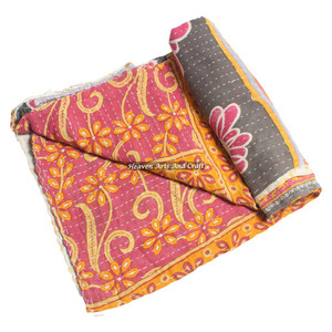 Kantha Cotton Handmade Quilts Indian Reversible Hand <b>Stitched</b> Heavy <b>Throw</b> Old Sari Blanket Patch Work Heavy 3 To 5 Layers Kantha - Product Image 5