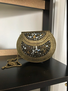 Sac à main de soirée pour femme AUREVIA CRAFTS en laiton plaqué imitation antique avec mosaïque, dernier design, à prix abordable - Product Image 1