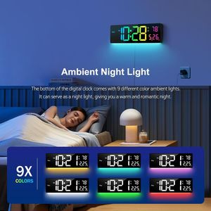 16\" <b>Digital</b> <b>Wall</b> <b>Clock</b> with RGB Night Lights Large LED Display <b>for</b> Living Room Bedroom 11 Colors Alarm <b>Clock</b> - Product Image 2
