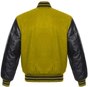 Women's Varsity <b>Jacket</b> Olive Green Faux Leather Sleeve Contrast Color Full Sleeve Zipper Closure Autumn Wear - Product Image 1