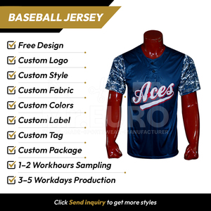 Camiseta de Béisbol Sublimada Personalizada Aces Unisex de Manga Corta, Absorbente de Humedad, Antibacteriana, Cuello en V, Ropa Deportiva de Poliéster para Equipo - Product Image 2