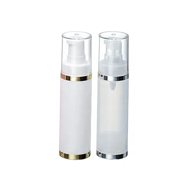 15ml 30ml 50ml PPクリアホワイトラウンドシリンダーエアレスボトル (SAN透明キャップ付き) PPスプリングアウトサイドポンプ (SPPAR/SSPARシリーズ)