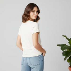 T-shirt à manches courtes col rond pour femme, couleur unie, coupe classique, décontracté, 100% coton jersey respirant, toutes saisons - Product Image 2