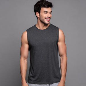 Camisetas Deportivas sin Mangas con Cuello Redondo para Hombre, 100% Poliéster, Camiseta Deportiva con Cuello Redondo para Gimnasio, Camiseta sin Mangas Ajustada para Hombre - Product Image 2