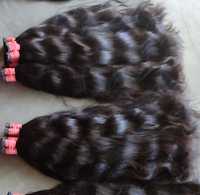 Ekstensi Rambut Manusia India, Bulk Double Drawn, Natural Wavy Remy, Double Weft, Bebas Kimia, Siap Perm, Pink Wrap