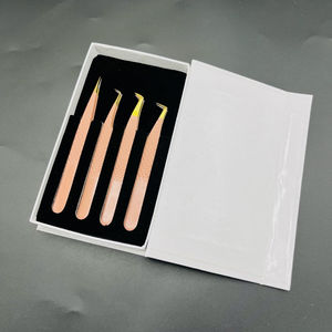 Pince à épiler pour extensions de cils DANTRIC IMPLANTS JK-214 en acier inoxydable recouvert d'une couche de couleur nude, antimagnétique, réutilisable, 10 mm, pointe lisse - Product Image 1