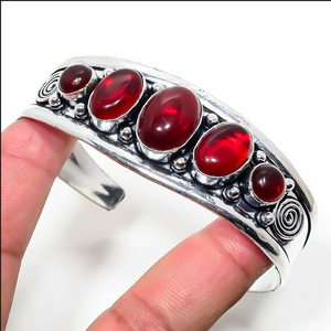 Handmade <b>Red</b> Onyx Gemstone Bangle: Teardrop Boho Jewelry - Product Image 1
