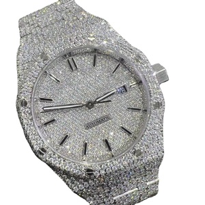 นาฬิกาข้อมือผู้ชายหรูหราสไตล์สปอร์ตโบราณ ขนาด 41 มม. ระบบอัตโนมัติ เครื่อง ETA ประดับเพชรโมอิสซาไนต์สี D ระดับ VVS สายหนังสีเหลือง สำหรับนักธุรกิจ - Product Image 1