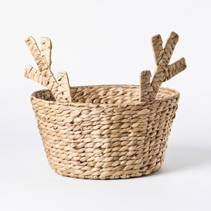 Cestas decorativas con ambiente navideño, cesta de jacinto de agua natural con renos, precio directo de fábrica - Product Image 5