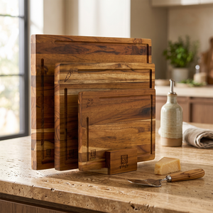 Tabla de Cortar y Bloque de Picar Multifuncional de Madera de Teca Personalizada y Versátil con Mango, Diseño Rectangular Sostenible para Uso en la Cocina - Product Image 2