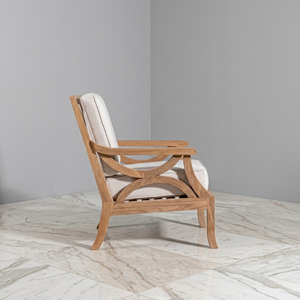 Fauteuil de jardin en teck, style colonial britannique, avec cadre en bois courbé et dossier ajouré circulaire, pour collection de mobilier de patio extérieur - Product Image 2