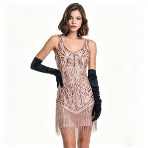 backless 1920s dress [US Warehouse] 1920s Sequin Backless Formal Dress