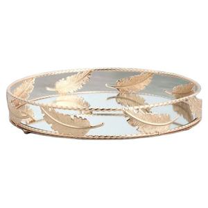 Elegant Metal Serving Storage Tray Oval Glass Tray Decorative Buffet Snack Tray for Breakfast <b>Coffee</b> <b>Table</b> Ottoman Display Tray - Product Image 2