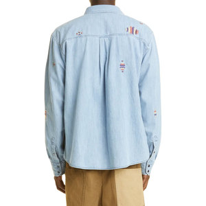 เสื้อเชิ้ตเดนิมลำลองทรงเข้ารูปสำหรับผู้ชาย คุณภาพสูง ระบายอากาศได้ดี เหมาะสำหรับฤดูร้อน แขนยาว มีกระเป๋าหลายช่อง ไซส์ใหญ่พิเศษถึง 6XL ปรับแต่งได้ - Product Image 5