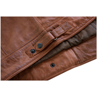 Jaket Kulit Biker Pria Berkinerja Tinggi Jaket Kulit Moto Ergonomis Pria Jaket Kulit Biker Cokelat Klasik untuk Pria